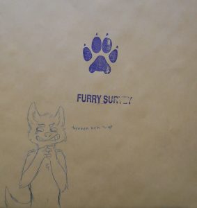 An example of the envelope the Furry Fiesta 2014 IARP Surveys were sealed in. This one was decorated by a furry participant.